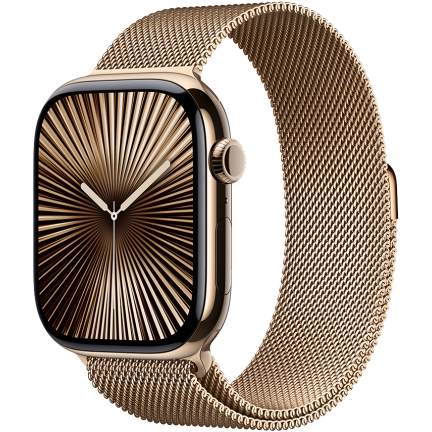 Apple Watch 10 42mm Steel Gold Milanese Loop / Titanium Case