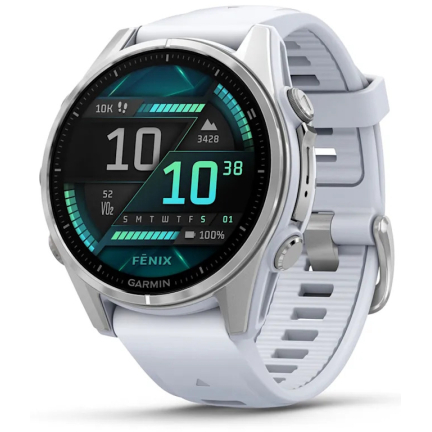 Garmin Fenix 8 AMOLED Sapphire 43mm Silver / White Silicone Band