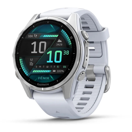 Garmin Fenix 8 AMOLED Sapphire 43mm Silver / White Silicone Band