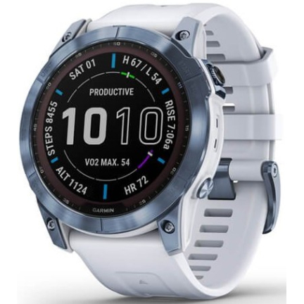 Garmin Fenix 7x Sapphire Solar Mineral Blue DLC Titanium / Whitestone Band 