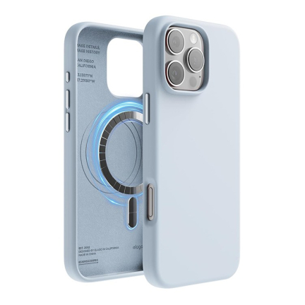 Чехол iPhone 16 Pro Max Elago Soft Silicone Liquid MagSafe Light Blue (Голубой)