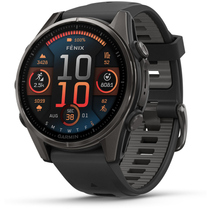 Garmin Fenix 8 AMOLED Sapphire 47mm Gray / Black Silicone Band