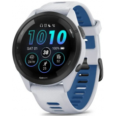 Garmin Forerunner 265 Black Bezel with Whitestone Case and Whitestone/Tidal Blue Silicone Band 46mm